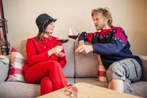 cozy glass of wine in the room